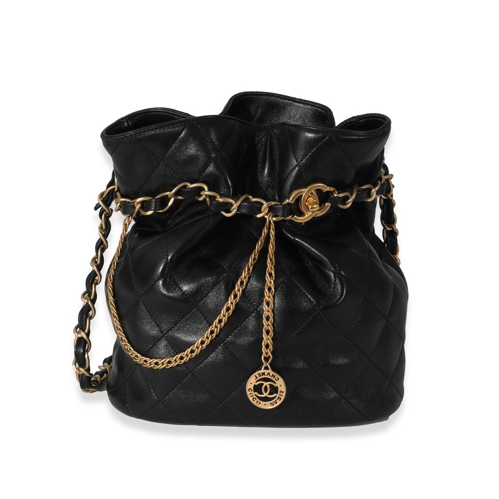 Chanel 23S Black Lambskin Small Bucket Bag
